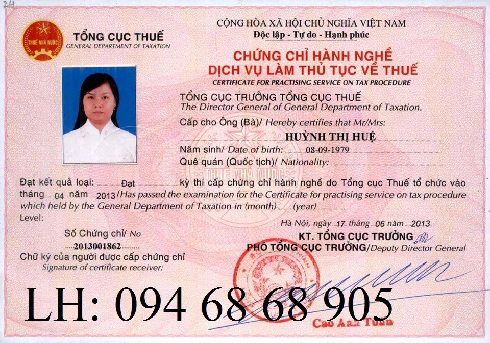 Dao tao chung chi hanh nghe dich vu va lam thu tuc ve thue