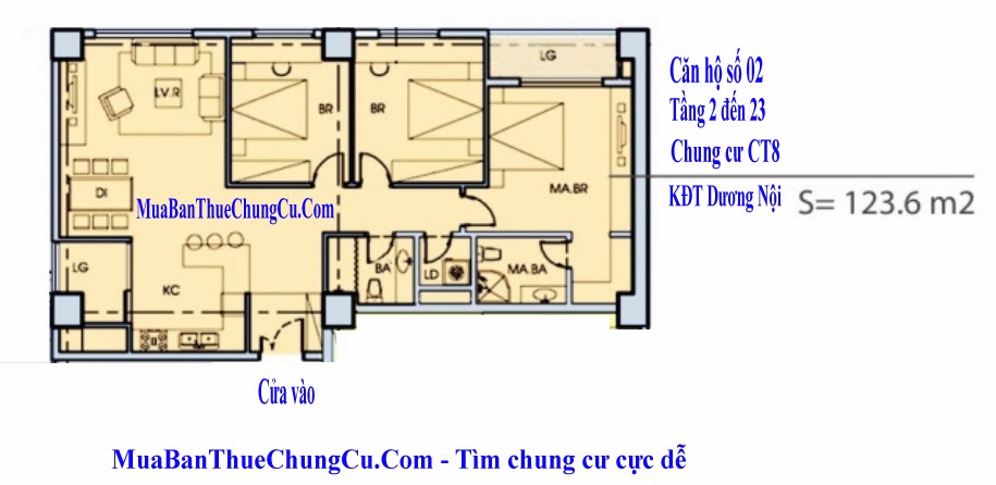 Ban gap chung cu duong noi 3 phong ngu chua den 2 ty