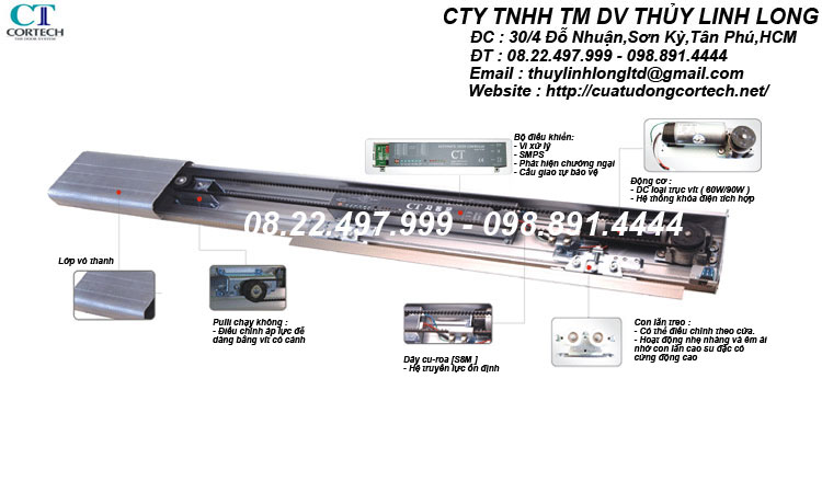 Cua truot tu dong Cortech Han Quoc nhap khau tron bo