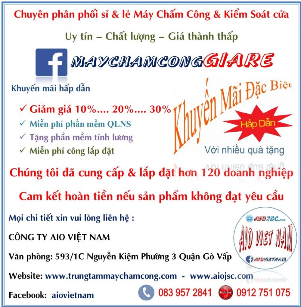 Giam gia manh va nhieu qua tang hap dan khi mua may cham cong gia re o AIO