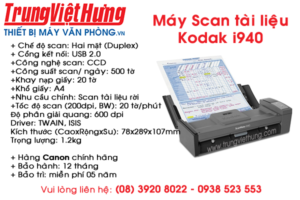 May scan tai lieu Kodak ScanMate i940 gia canh tranh nhat HCM