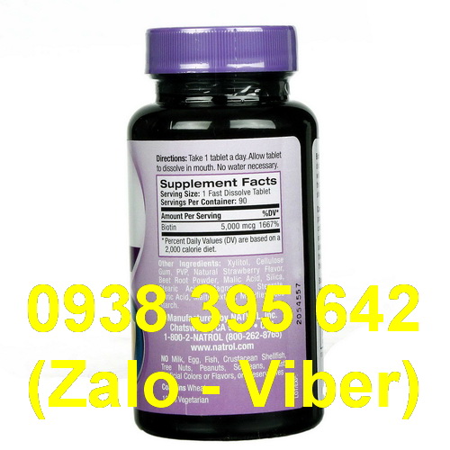 NATROL BIOTIN 5000 mcg Fast Dissolve tri rung toc kich thich dai nhanh