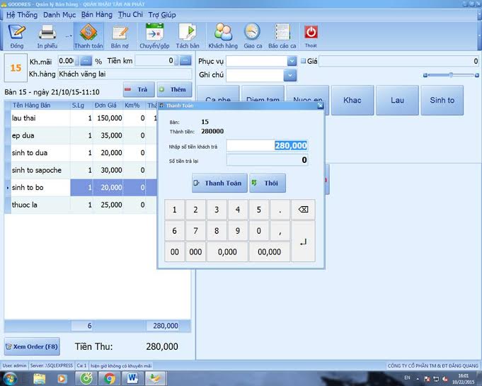 Phan mem ban hang quan ly thu chi doanh so quan cafe shop