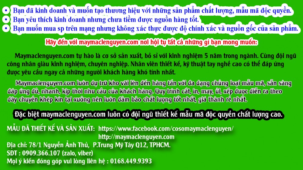 Maymaclenguyencom chuyen thiet ke bo si hang thoi trang nu theo yeu cau gia re