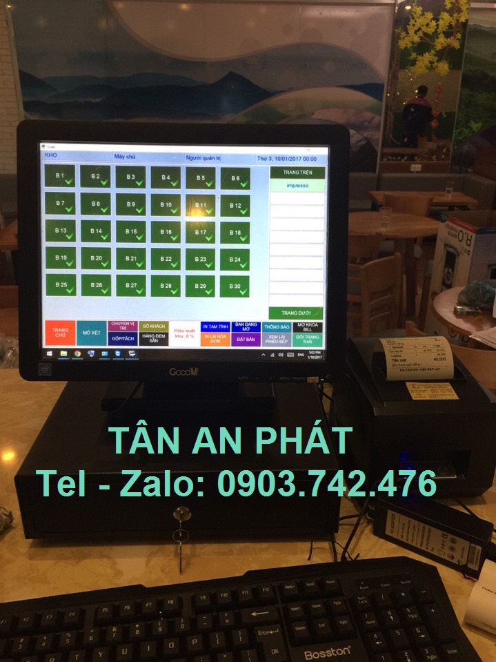 May tinh tien cam ung cho quan Cafe tai Phu Quoc